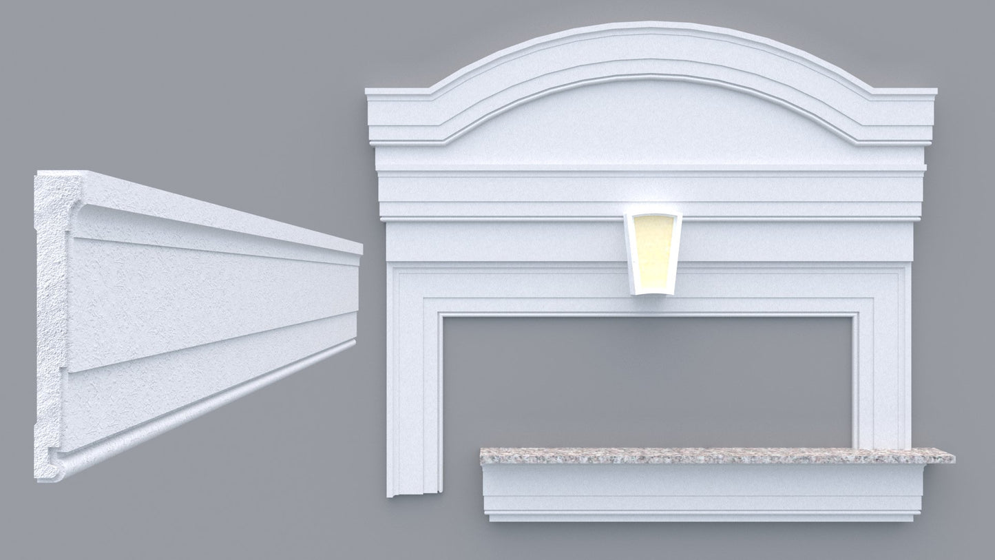 Profil decorativ din polistiren pentru geamuri si usi TRIMINNO-A0018, folosit ca si ancadrament,solbanc sau cornisa de dimensiuni 25x156x2000