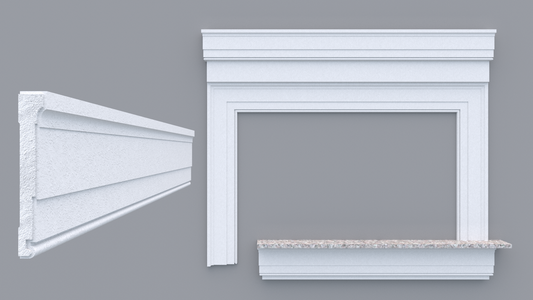 Profil decorativ din polistiren pentru geamuri si usi TRIMINNO-A0018, folosit ca si ancadrament,solbanc sau cornisa de dimensiuni 25x156x2000