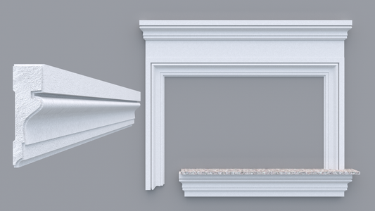 Profil decorativ din polistiren pentru geamuri si usi TRIMINNO-A0019, folosit ca si ancadrament,solbanc sau cornisa de dimensiuni 40x137x2000