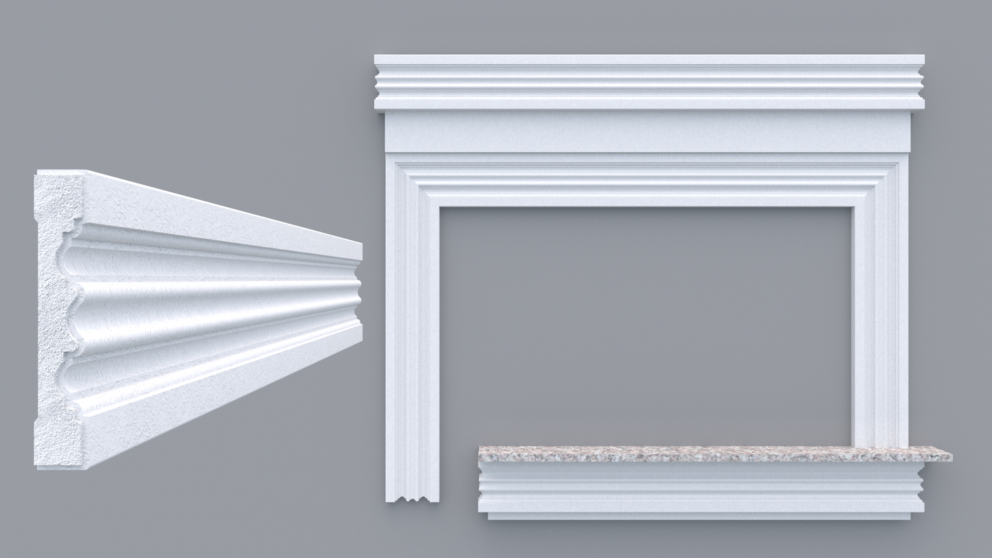 Profil decorativ din polistiren pentru geamuri si usi TRIMINNO-A0020, folosit ca si ancadrament,solbanc sau cornisa de dimensiuni 26x150x2000