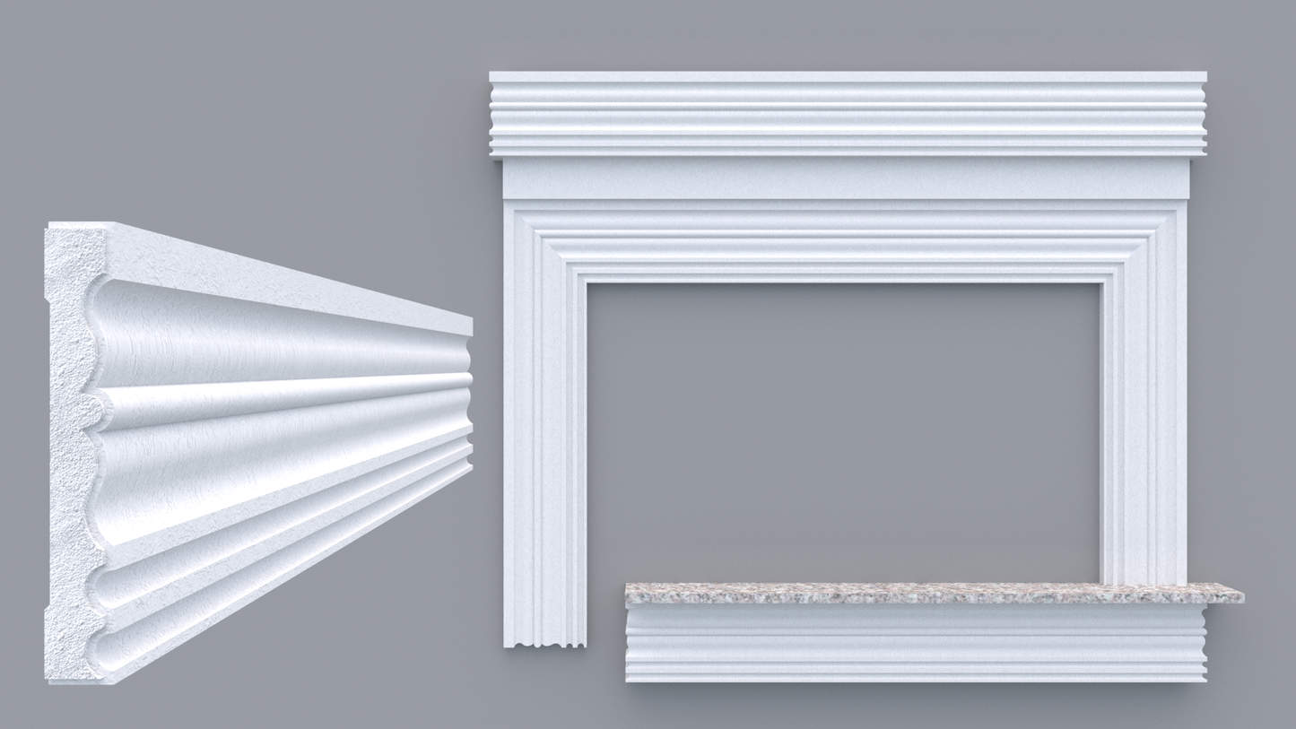Profil decorativ din polistiren pentru geamuri si usi TRIMINNO-A0021, folosit ca si ancadrament,solbanc sau cornisa de dimensiuni 25x177x2000