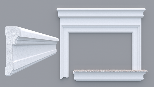 Profil decorativ din polistiren pentru geamuri si usi TRIMINNO-A0022, folosit ca si ancadrament,solbanc sau cornisa de dimensiuni 51x160x2000