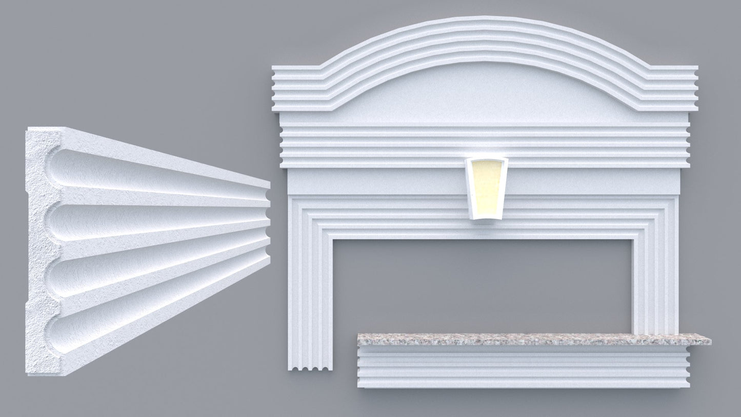 Profil decorativ din polistiren pentru geamuri si usi TRIMINNO-A0023, folosit  ca si ancadrament,solbanc sau cornisa de dimensiuni 25x167x2000