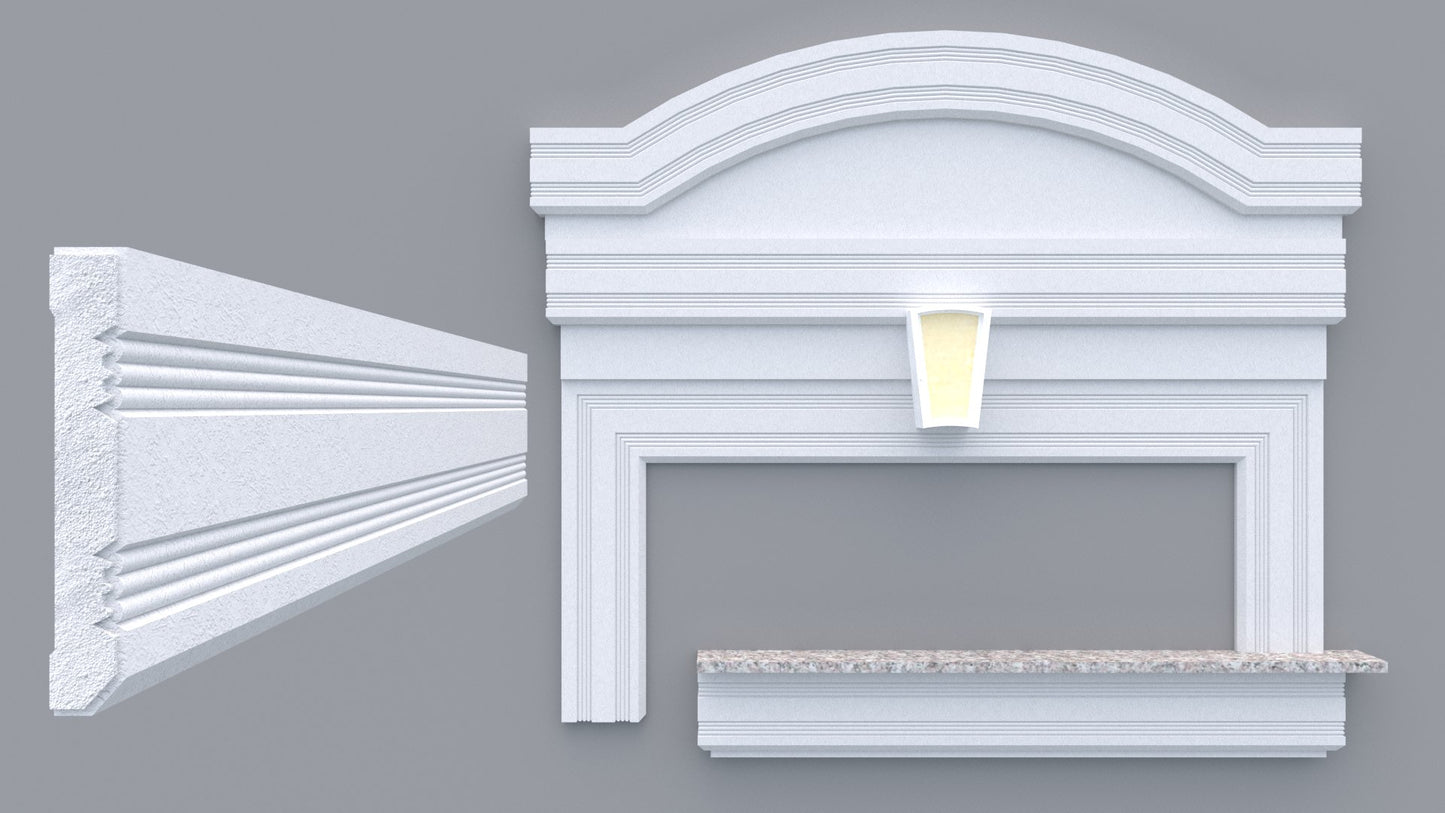 Profil decorativ din polistiren pentru geamuri si usi TRIMINNO-A0025, folosit  ca si ancadrament,solbanc sau cornisa de dimensiuni 25x161x2000