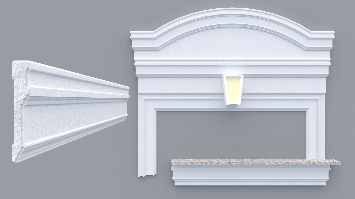 Profil decorativ din polistiren pentru geamuri si usi TRIMINNO-A0026, folosit  ca si ancadrament,solbanc sau cornisa de dimensiuni 25x142x2000