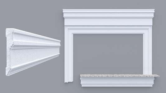 Profil decorativ din polistiren pentru geamuri si usi TRIMINNO-A0026, folosit  ca si ancadrament,solbanc sau cornisa de dimensiuni 25x142x2000