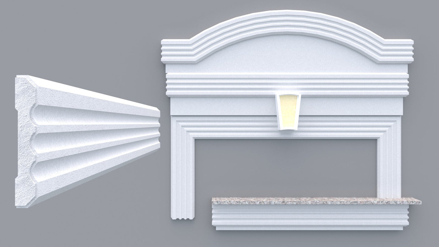Profil decorativ din polistiren pentru geamuri si usi TRIMINNO-A0027, folosit  ca si ancadrament,solbanc sau cornisa de dimensiuni 25x150x2000