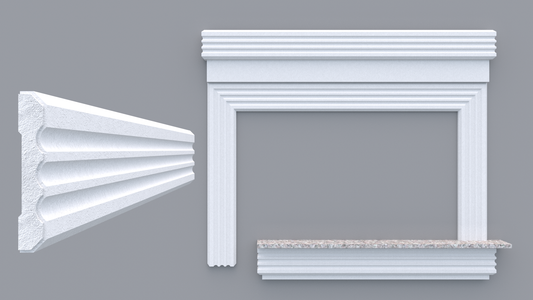 Profil decorativ din polistiren pentru geamuri si usi TRIMINNO-A0027, folosit  ca si ancadrament,solbanc sau cornisa de dimensiuni 25x150x2000