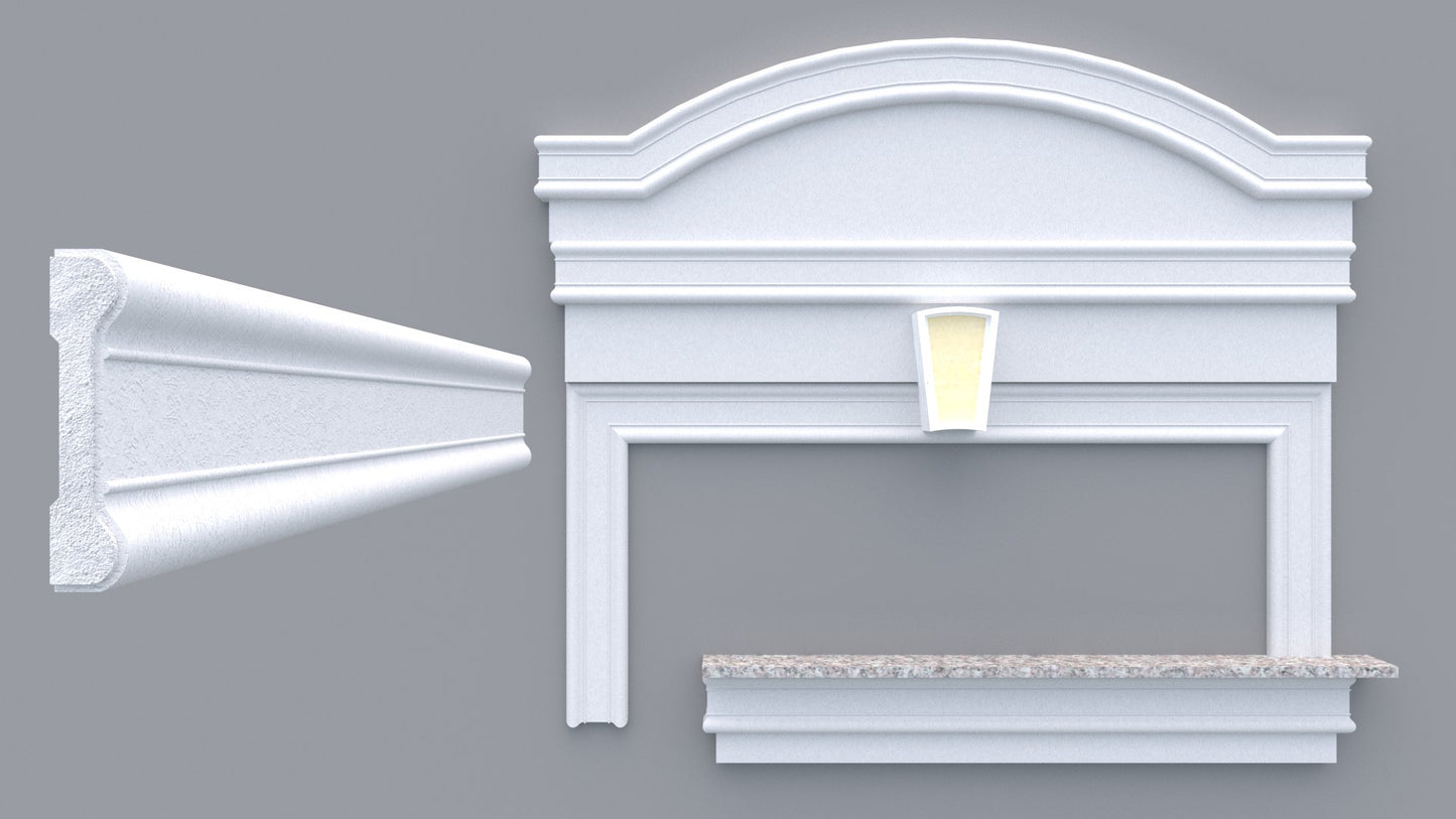 Profil decorativ din polistiren pentru geamuri si usi TRIMINNO-A0029, folosit  ca si ancadrament,solbanc sau cornisa de dimensiuni 25x117x2000