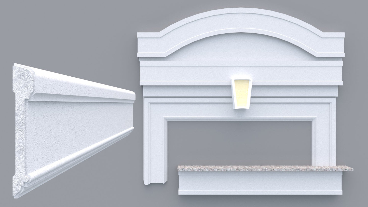 Profil decorativ din polistiren pentru geamuri si usi TRIMINNO-A0030, folosit  ca si ancadrament,solbanc sau cornisa de dimensiuni 30x182x2000