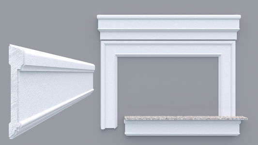 Profil decorativ din polistiren pentru geamuri si usi TRIMINNO-A0030, folosit  ca si ancadrament,solbanc sau cornisa de dimensiuni 30x182x2000