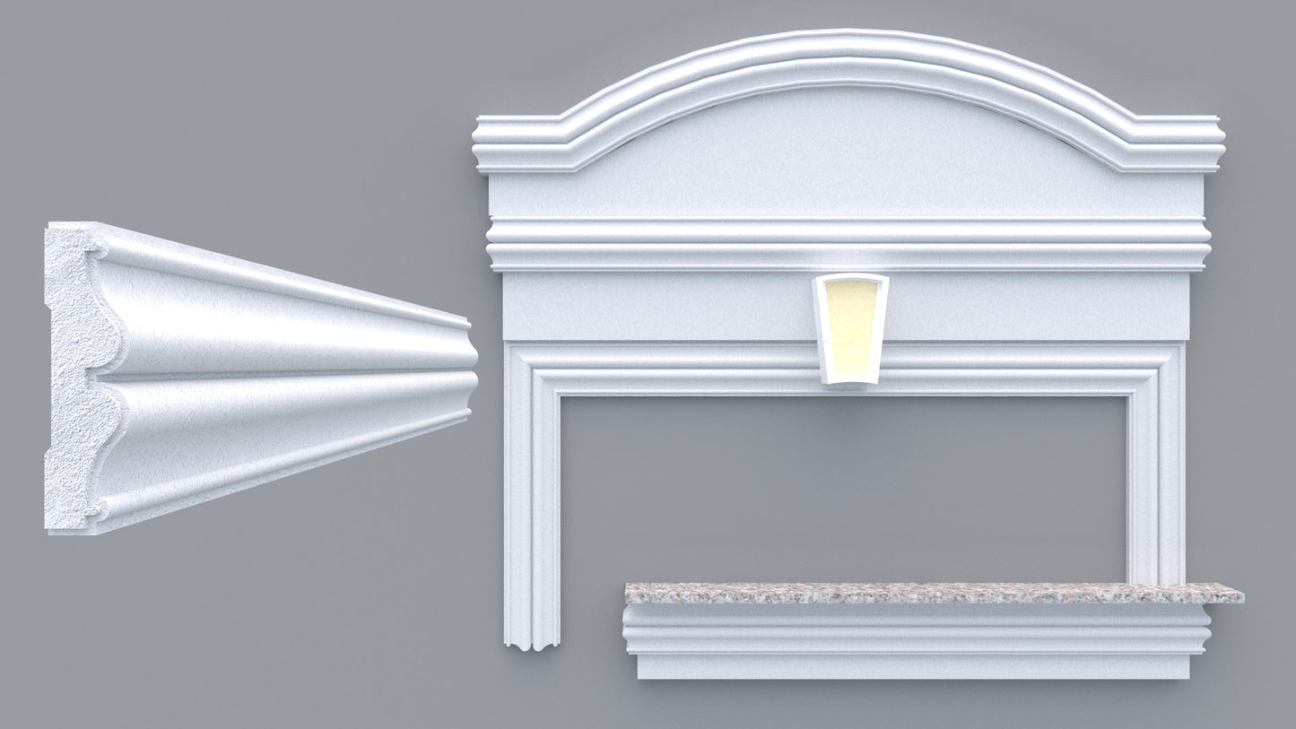 Profil decorativ din polistiren pentru geamuri si usi TRIMINNO-A0032, folosit  ca si ancadrament,solbanc sau cornisa de dimensiuni 31x120x2000