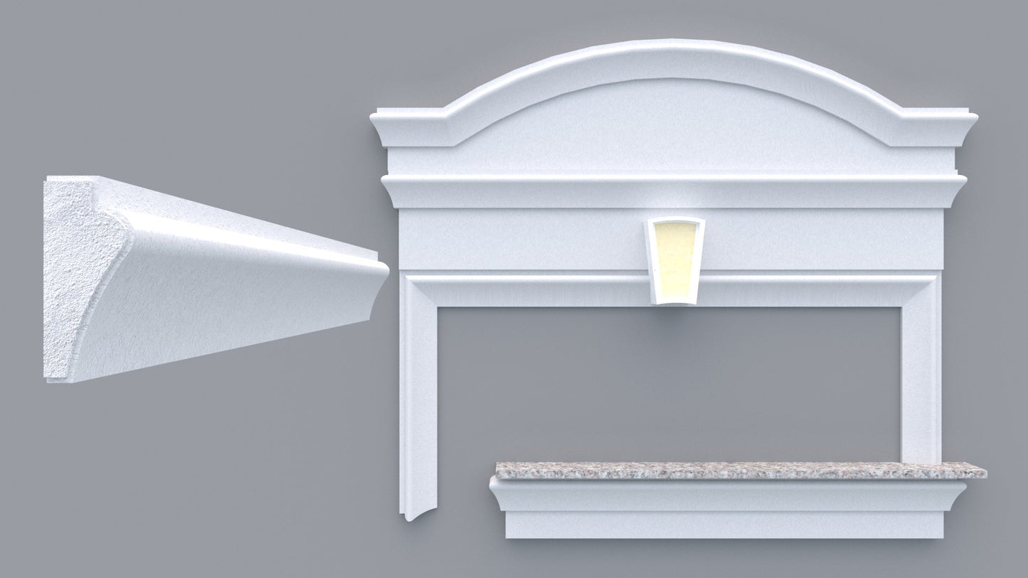 Profil decorativ din polistiren pentru geamuri si usi TRIMINNO-A0033, folosit  ca si ancadrament,solbanc sau cornisa de dimensiuni 42x100x2000