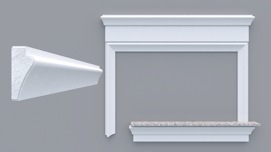 Profil decorativ din polistiren pentru geamuri si usi TRIMINNO-A0033, folosit  ca si ancadrament,solbanc sau cornisa de dimensiuni 42x100x2000
