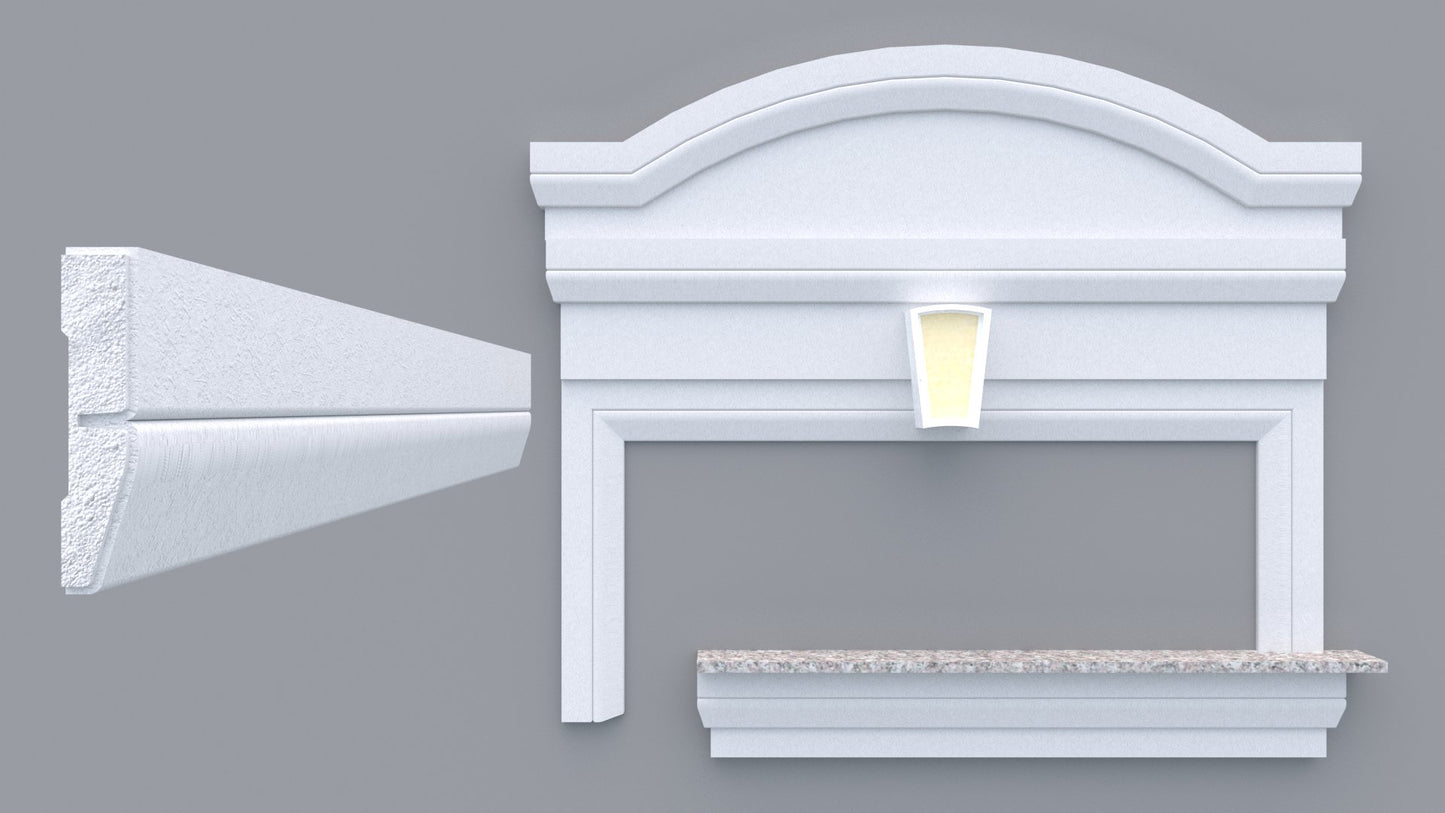 Profil decorativ din polistiren pentru geamuri si usi TRIMINNO-A0034, folosit  ca si ancadrament,solbanc sau cornisa de dimensiuni 25x120x2000