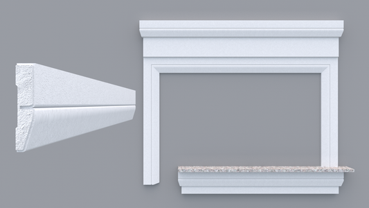 Profil decorativ din polistiren pentru geamuri si usi TRIMINNO-A0034, folosit  ca si ancadrament,solbanc sau cornisa de dimensiuni 25x120x2000