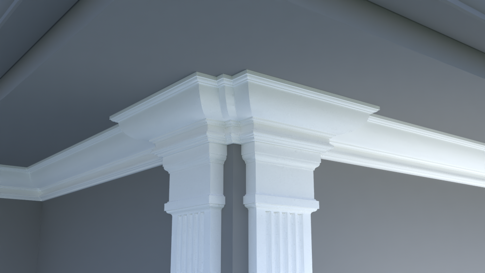 Profil decorativ din polistiren pentru tavan, ștabloane și capitel TRIMINNO-CES0001, folosit ca și solbanc sau cornișă de dimensiuni 135x125x2000