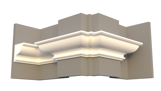 Profil decorativ din polistiren pentru tavan, ștabloane și capitel TRIMINNO-CES0001, folosit ca și solbanc sau cornișă de dimensiuni 135x125x2000