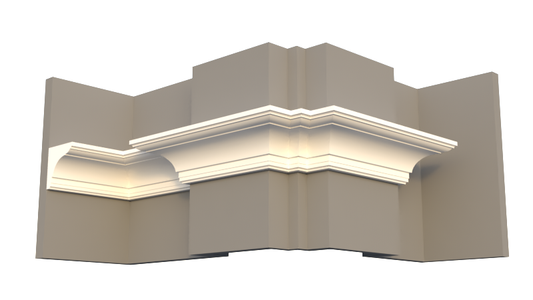 Profil decorativ din polistiren pentru tavan, ștabloane și capitel TRIMINNO-CES0002, folosit ca si solbanc sau cornisa de dimensiuni 100x100x2000
