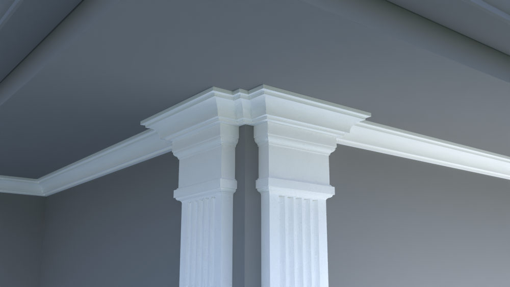 Profil decorativ din polistiren pentru  tavan, ștabloane și capitel  TRIMINNO-CES0004, folosit ca si solbanc sau cornisa de dimensiuni 64x70x2000