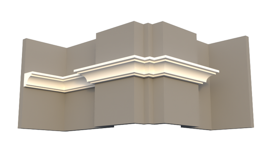Profil decorativ din polistiren pentru  tavan, ștabloane și capitel  TRIMINNO-CES0004, folosit ca si solbanc sau cornisa de dimensiuni 64x70x2000