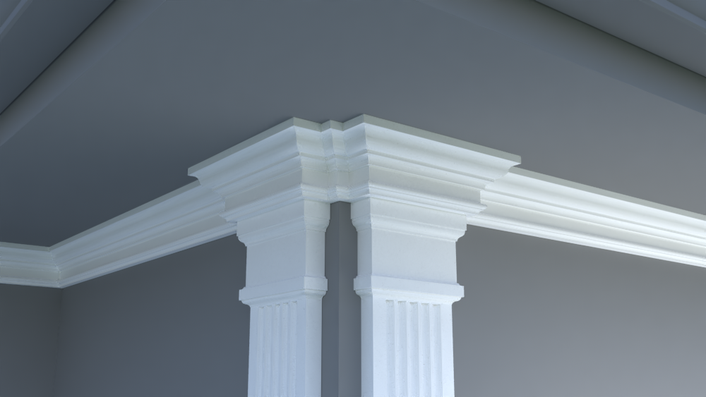 Profil decorativ din polistiren pentru tavan,  ștabloane și capitel  TRIMINNO-CES0005, folosit ca si solbanc sau cornisa de dimensiuni 120x80x2000
