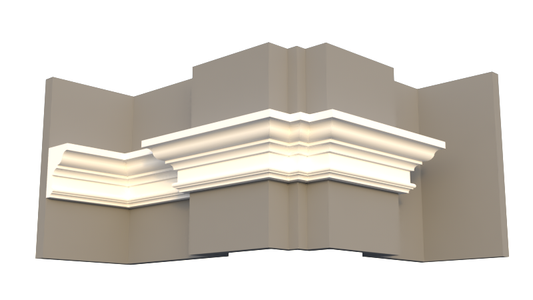 Profil decorativ din polistiren pentru tavan,  ștabloane și capitel  TRIMINNO-CES0005, folosit ca si solbanc sau cornisa de dimensiuni 120x80x2000