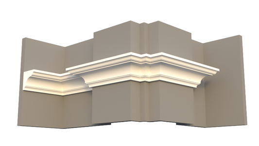 Profil decorativ din polistiren pentru tavan,  ștabloane și capitel TRIMINNO-CES0006, folosit ca si solbanc sau cornisa de dimensiuni 90x90x2000