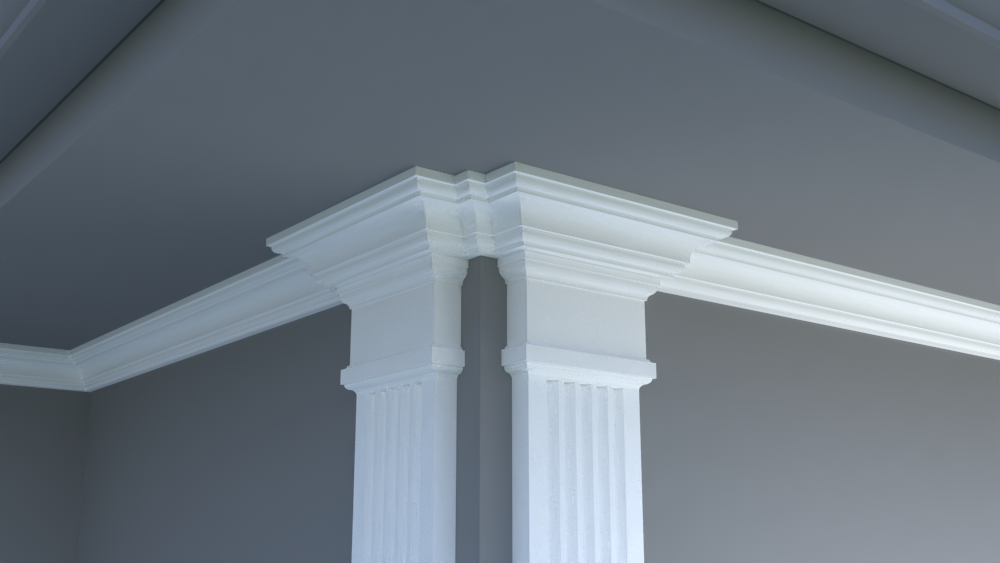 Profil decorativ din polistiren pentru tavan,  ștabloane și capitel TRIMINNO-CES0007, folosit ca si solbanc sau cornisa de dimensiuni 80x80x2000