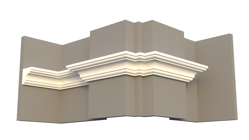 Profil decorativ din polistiren pentru tavan,  ștabloane și capitel TRIMINNO-CES0007, folosit ca si solbanc sau cornisa de dimensiuni 80x80x2000