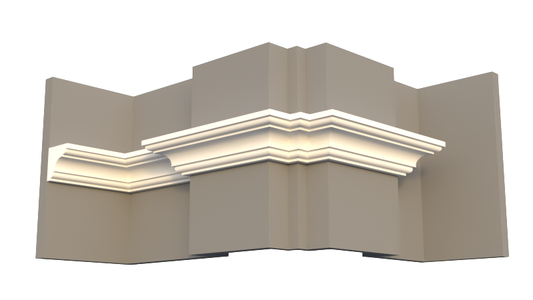 Profil decorativ din polistiren pentru tavan,  ștabloane și capitel TRIMINNO-CES0007, folosit ca si solbanc sau cornisa de dimensiuni 80x80x2000