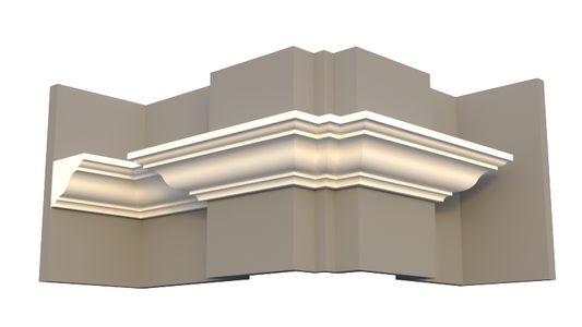Profil decorativ din polistiren pentru tavan,  ștabloane și capitel TRIMINNO-CES0008, folosit ca si solbanc sau cornisa de dimensiuni 101x120x2000