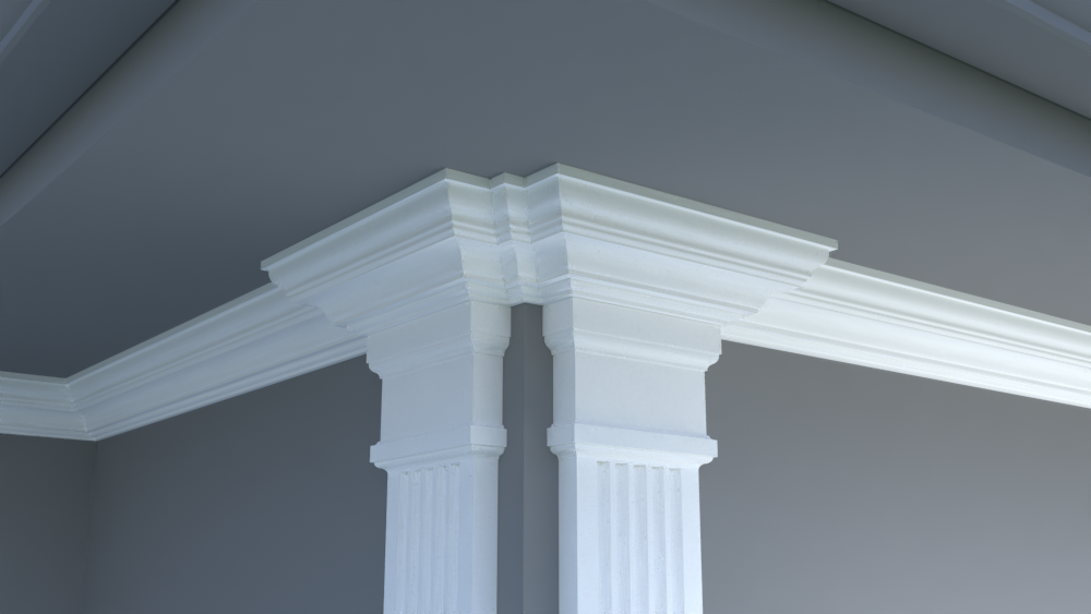 Profil decorativ din polistiren pentru tavan,  ștabloane și capitel TRIMINNO-CES0009, folosit ca si solbanc sau cornisa de dimensiuni 110x110x2000