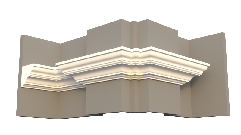 Profil decorativ din polistiren pentru tavan,  ștabloane și capitel TRIMINNO-CES0009, folosit ca si solbanc sau cornisa de dimensiuni 110x110x2000