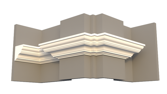 Profil decorativ din polistiren pentru tavan,  ștabloane și capitel TRIMINNO-CES0009, folosit ca si solbanc sau cornisa de dimensiuni 110x110x2000