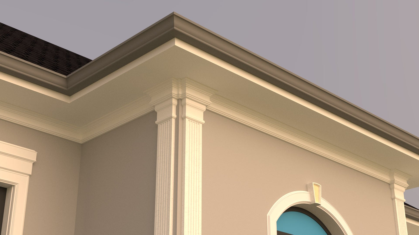 Profil decorativ din polistiren pentru tavan,  ștabloane și capite TRIMINNO-CES0010, folosit ca si solbanc sau cornisa de dimensiuni 150x80x2000