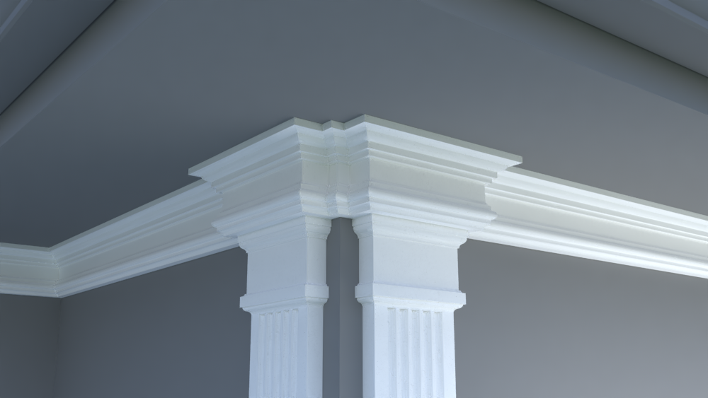 Profil decorativ din polistiren pentru tavan,  ștabloane și capite TRIMINNO-CES0010, folosit ca si solbanc sau cornisa de dimensiuni 150x80x2000