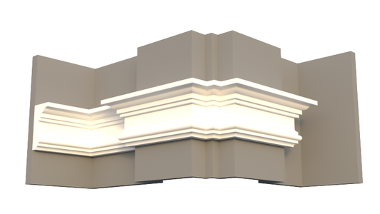 Profil decorativ din polistiren pentru tavan,  ștabloane și capite TRIMINNO-CES0010, folosit ca si solbanc sau cornisa de dimensiuni 150x80x2000