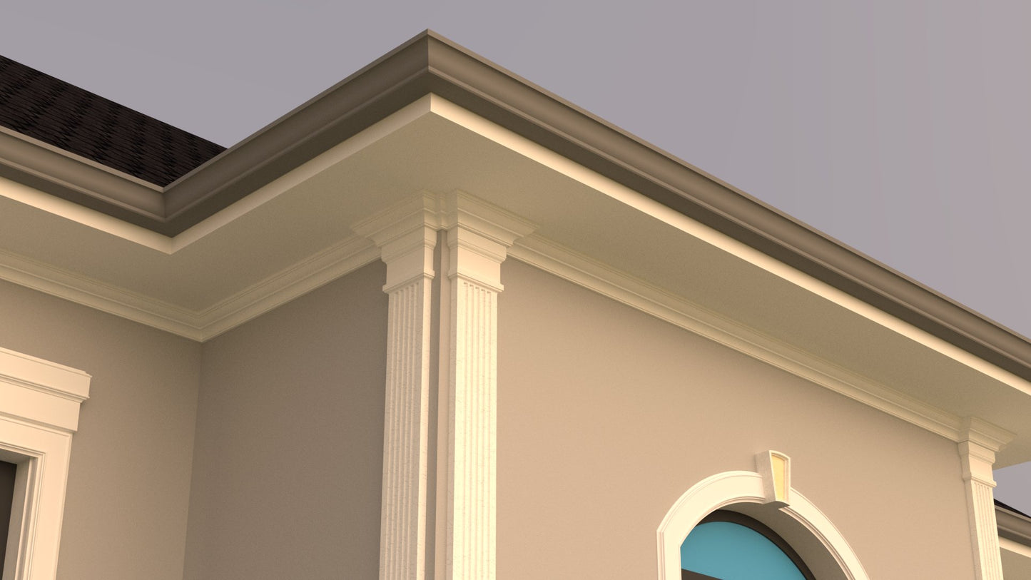 Profil decorativ din polistiren pentru tavan,  ștabloane și capitel TRIMINNO-CES0011, folosit ca si solbanc sau cornisa de dimensiuni 90x90x2000