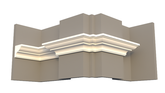 Profil decorativ din polistiren pentru tavan,  ștabloane și capitel TRIMINNO-CES0011, folosit ca si solbanc sau cornisa de dimensiuni 90x90x2000