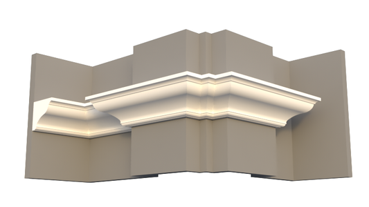 Profil decorativ din polistiren pentru  tavan,  ștabloane și capitel TRIMINNO-CES0012, folosit ca si solbanc sau cornisa de dimensiuni 100x110x2000