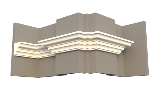 Profil decorativ din polistiren pentru tavan,  ștabloane și capitel TRIMINNO-CES0013, folosit ca si solbanc sau cornisa de dimensiuni 100x100x2000