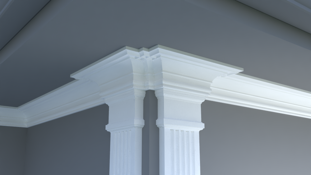 Profil decorativ din polistiren pentru tavan,  ștabloane și capitel TRIMINNO-CES0014, folosit ca si solbanc sau cornisa de dimensiuni 125x125x2000