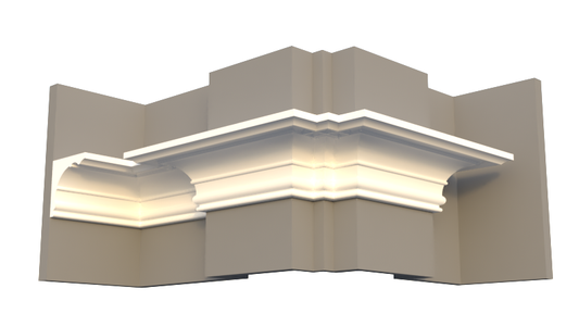 Profil decorativ din polistiren pentru tavan,  ștabloane și capitel TRIMINNO-CES0014, folosit ca si solbanc sau cornisa de dimensiuni 125x125x2000