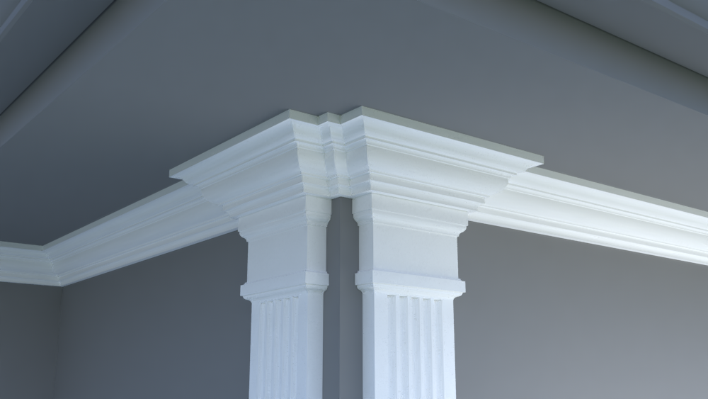 Profil decorativ din polistiren pentru  tavan,  ștabloane și capitel TRIMINNO-CES0015, folosit ca si solbanc sau cornisa de dimensiuni 110x110x2000