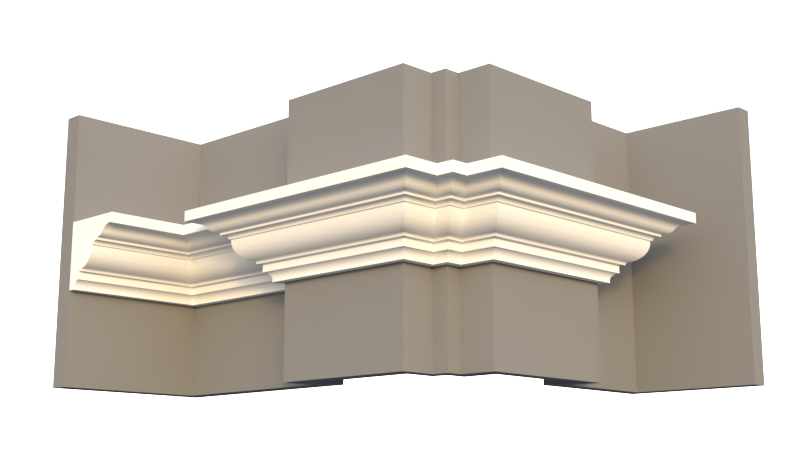 Profil decorativ din polistiren pentru  tavan,  ștabloane și capitel TRIMINNO-CES0015, folosit ca si solbanc sau cornisa de dimensiuni 110x110x2000