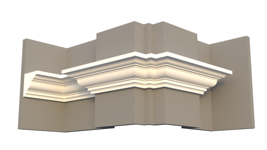 Profil decorativ din polistiren pentru  tavan,  ștabloane și capitel TRIMINNO-CES0015, folosit ca si solbanc sau cornisa de dimensiuni 110x110x2000