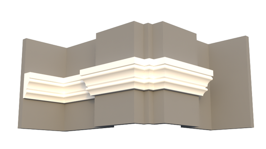 Profil decorativ din polistiren pentru tavan,  ștabloane și capitel TRIMINNO-CES0017, folosit ca si solbanc sau cornisa de dimensiuni 120x50x2000