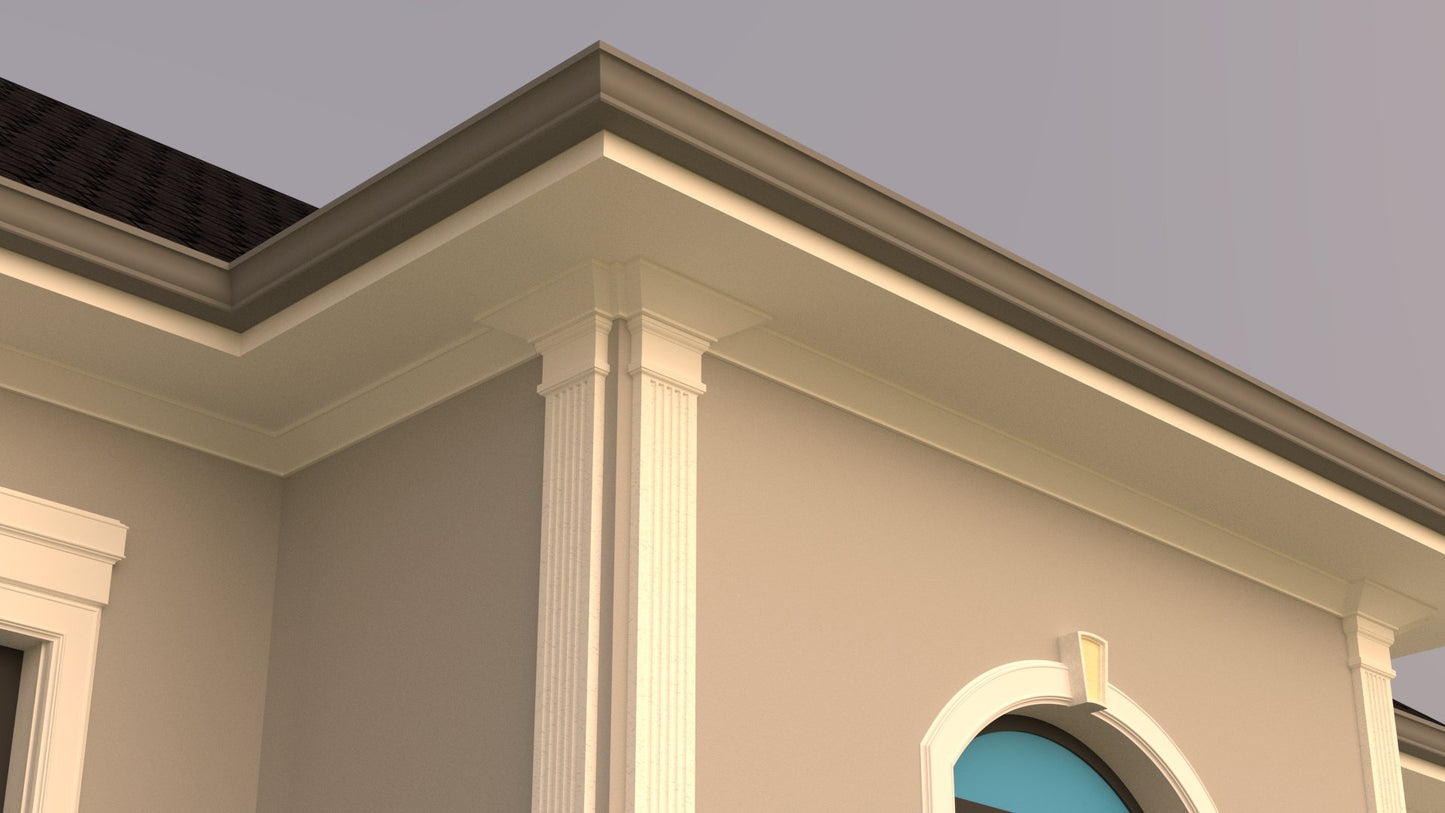 Profil decorativ din polistiren pentru  tavan, ștablon și capitel TRIMINNO-CES0018, folosit ca si solbanc sau cornisa de dimensiuni 80x120x2000