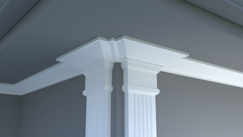 Profil decorativ din polistiren pentru  tavan, ștablon și capitel TRIMINNO-CES0018, folosit ca si solbanc sau cornisa de dimensiuni 80x120x2000